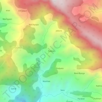 Carte topographique Pokhra, altitude, relief