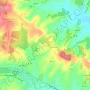 Carte topographique Cougoussac, altitude, relief