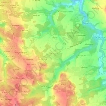 Carte topographique A Lahontan, altitude, relief