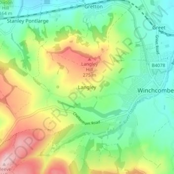 Carte topographique Langley, altitude, relief