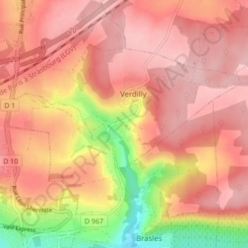 Carte topographique Les Roches, altitude, relief
