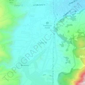 Carte topographique Zona 10, altitude, relief