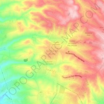 Carte topographique Quinta del Cedro, altitude, relief