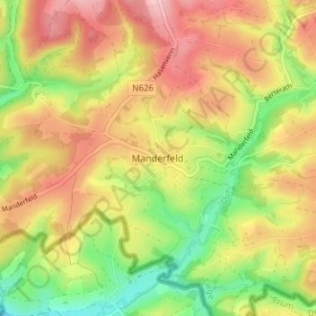 Carte topographique Manderfeld, altitude, relief