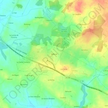 Carte topographique Bellevue, altitude, relief