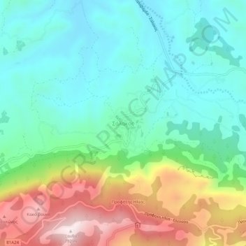 Carte topographique Salakos, altitude, relief