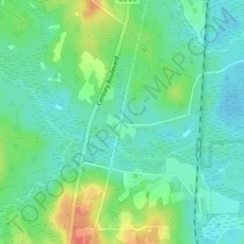 Carte topographique Pine Barren, altitude, relief