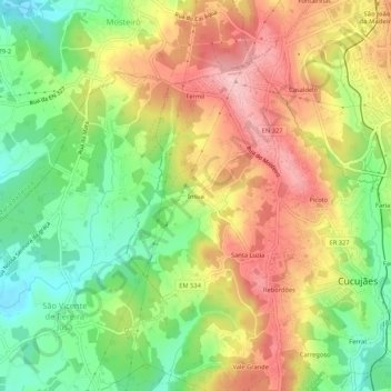 Carte topographique Ínsua, altitude, relief