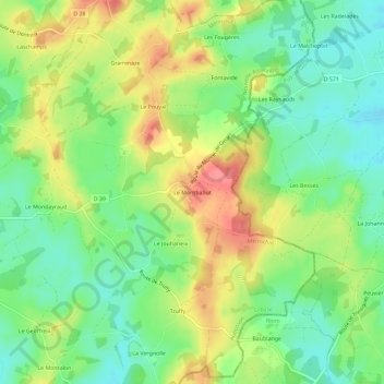 Carte topographique Le Montbabut, altitude, relief