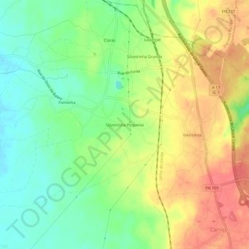 Carte topographique Silveirinha Pequena, altitude, relief