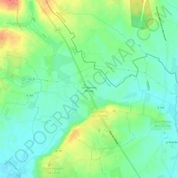 Carte topographique Les Maisons Neuves, altitude, relief