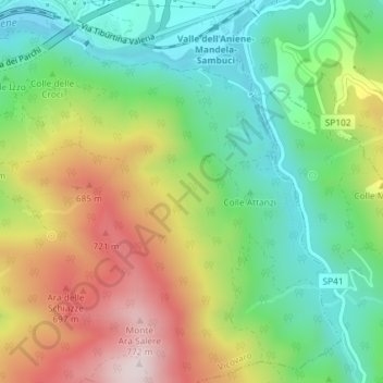 Carte topographique Le Tassata, altitude, relief