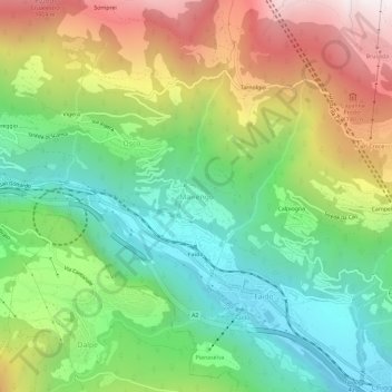 Carte topographique Mairengo, altitude, relief