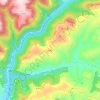 Carte topographique Costrix, altitude, relief