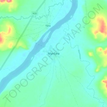 Carte topographique Manfara, altitude, relief
