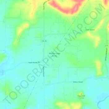 Carte topographique Mother Lode Acres, altitude, relief