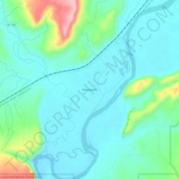 Carte topographique Westwater, altitude, relief