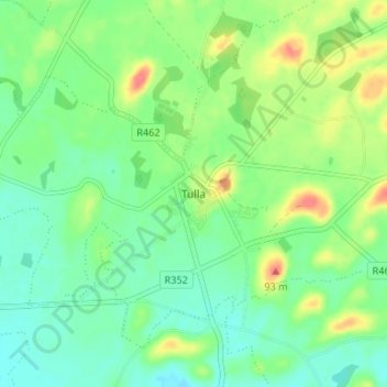 Carte topographique Tulla, altitude, relief