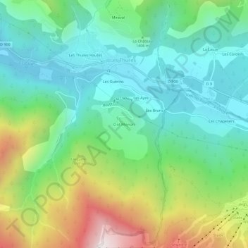 Carte topographique Clot Meyran, altitude, relief