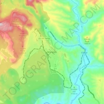 Carte topographique Morenci, altitude, relief