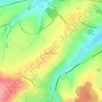 Carte topographique Mont Rignon, altitude, relief