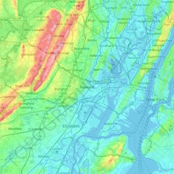 Carte topographique Newark, altitude, relief