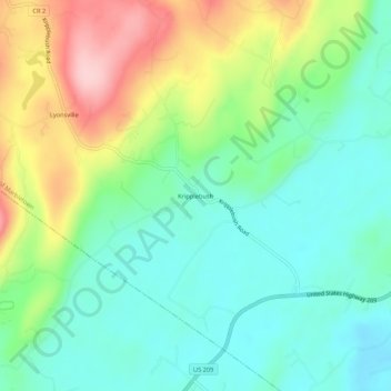 Carte topographique Kripplebush, altitude, relief