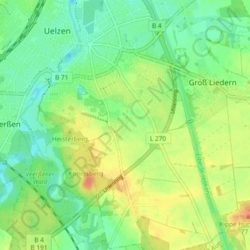 Carte topographique Hambrock, altitude, relief