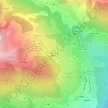 Carte topographique Station de Ski de Réallon, altitude, relief