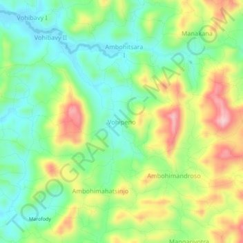 Carte topographique Vohipeno, altitude, relief