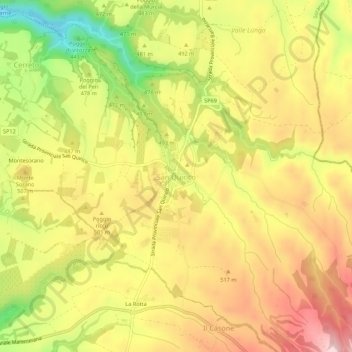 Carte topographique San Quirico, altitude, relief