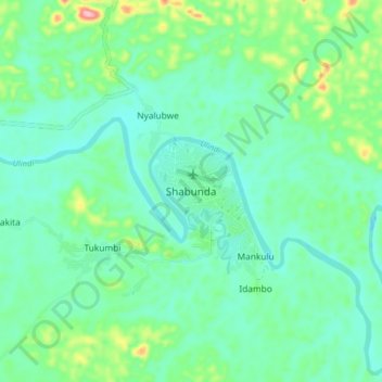 Carte topographique Shabunda, altitude, relief