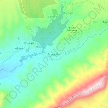 Carte topographique Tizougaghine, altitude, relief