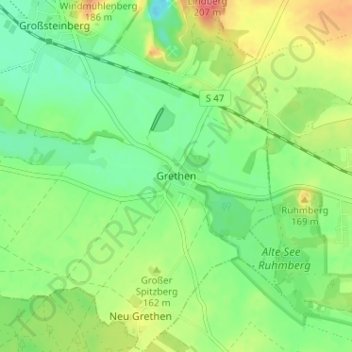 Carte topographique Grethen, altitude, relief