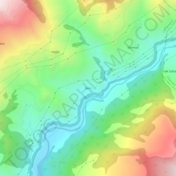 Carte topographique Terri, altitude, relief