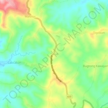 Carte topographique Tal-ot, altitude, relief