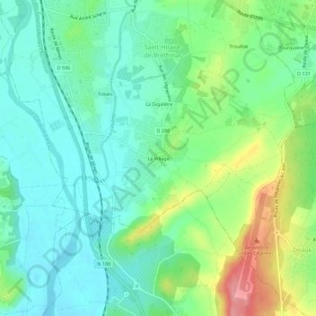 Carte topographique Le Village, altitude, relief