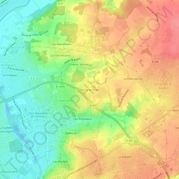 Carte topographique Bourg de Chien, altitude, relief