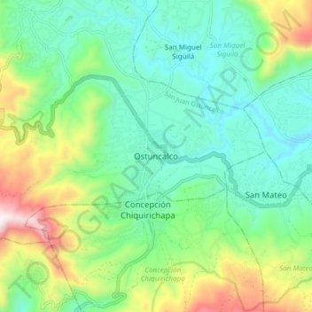 Carte topographique Ostuncalco, altitude, relief