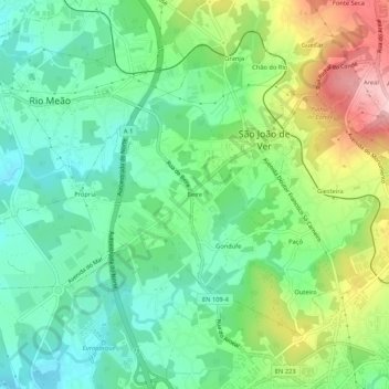 Carte topographique Beire, altitude, relief
