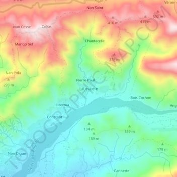 Carte topographique Labessiere, altitude, relief
