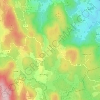 Carte topographique La Parade, altitude, relief