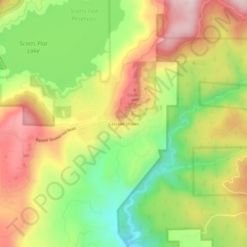 Carte topographique Cascade Shores, altitude, relief