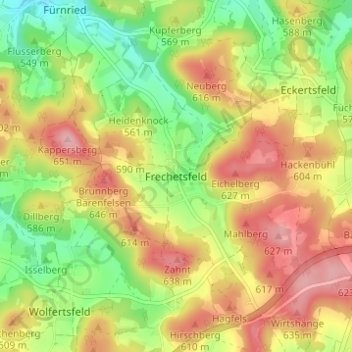 Carte topographique Frechetsfeld, altitude, relief