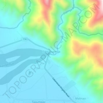 Carte topographique Sitio Dupinga, altitude, relief