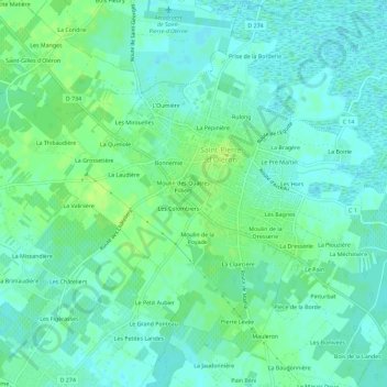 Carte topographique Moulin de la Croix, altitude, relief
