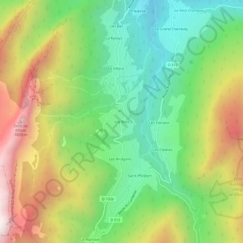 Carte topographique Les Reys, altitude, relief