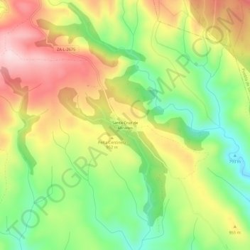 Carte topographique Santa Cruz de Abranes, altitude, relief