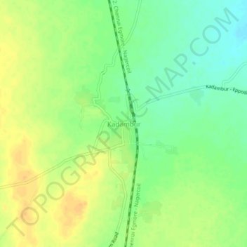 Carte topographique Kadambur, altitude, relief