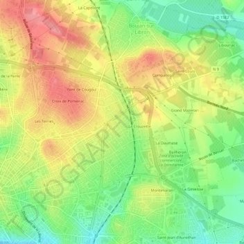 Carte topographique Garissou, altitude, relief